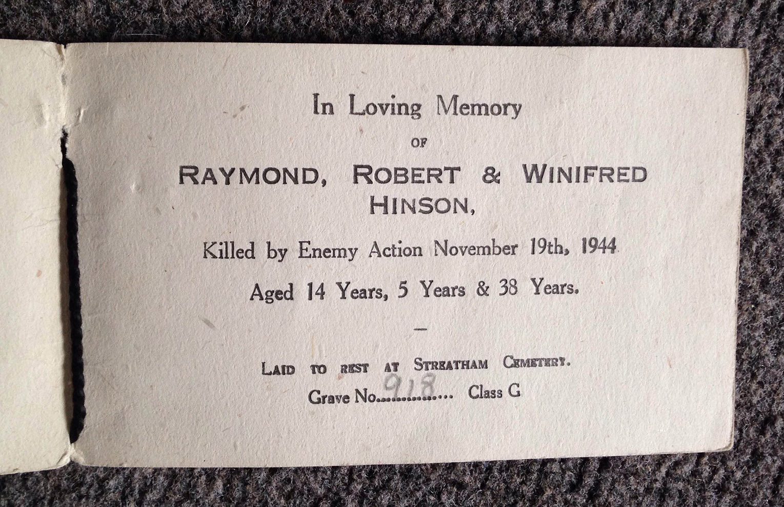 funeral card