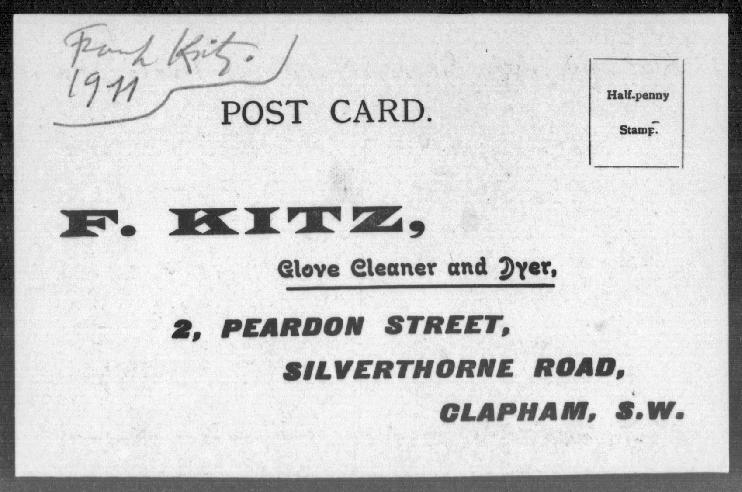 1911 Kitz glove cleaner post card address -2 Peardon St