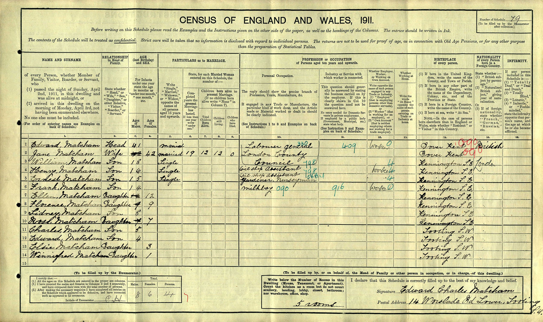 1911 census Matcham